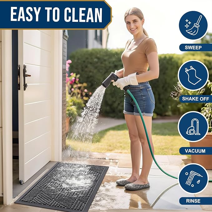 Smiry Front Door Mat Outside Entrance, Heavy Duty Sturdy Natural Rubber Doormat - Image 6