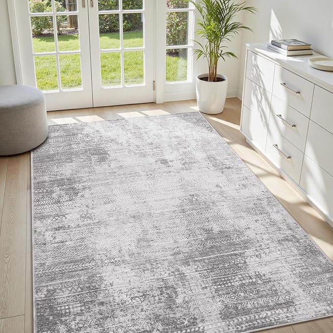 3 x 5 Rug Small Non Slip Machine Washable Rug Distressed Abstract Soft Indoor - Image 3