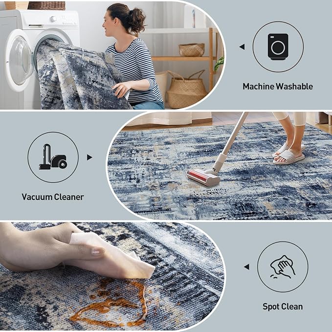 10x14 Area Rugs Washable Rug: Modern Abstract Living Room Rug Soft Anti-Skid - Image 4