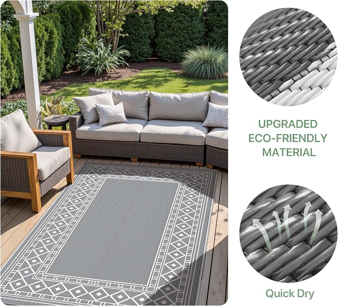GENIMO Outdoor Rug Waterproof for Patio Decor, Camping Mats for Outdoor Decor - Image 7