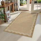 LIVEBOX Scalloped Washable 3x5 Outdoor Rug, Easy Jute Geometric Tan Rug by LIVEBOX
