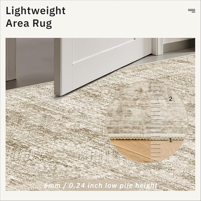 Soalmost 6x9 Area Rug for Living Room Washable 6x9 Rug Non-Slip Modern Rugs for - Image 6