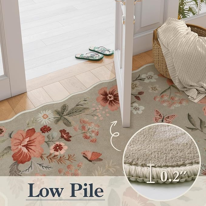 Lahome Floral Entryway Rug, 2x4 Washable Fall Kitchen Rug Ultra-Thin, Soft - Image 5