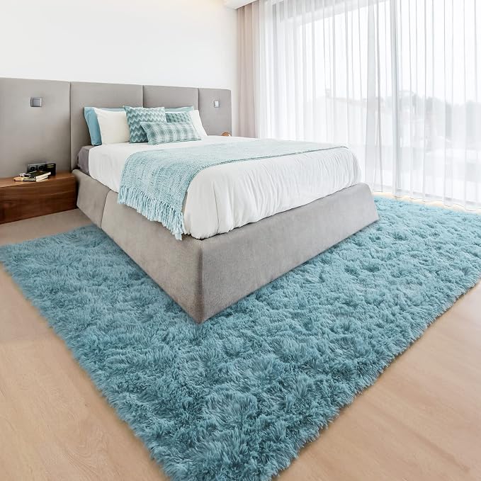 YJ.GWL Area Rugs for Living Room Bedroom, 4x6 Machine Washable Large Teal Carpet - Image 8