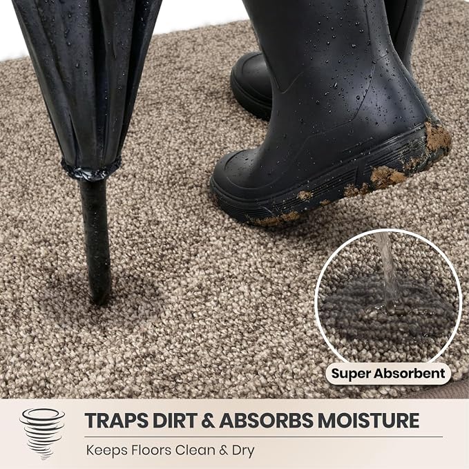 PURRUGS Dirt Trapping Door Mat 20" x 31.5", Non-Slip Machine Washable Entry Rug - Image 2