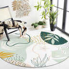Lahome Green Washable Round Rug - 6Ft Round Area Rug by Lahome