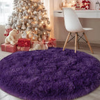 Round Purple Rug for Bedroom, 4 ft Circle Area Rugs for Living Room, Soft by WISHTREE