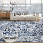 Area Rug 6x9 Washable Rug, Vintage Boho Medallion Rugs Non-Slip Soft Low Pile - Image 7