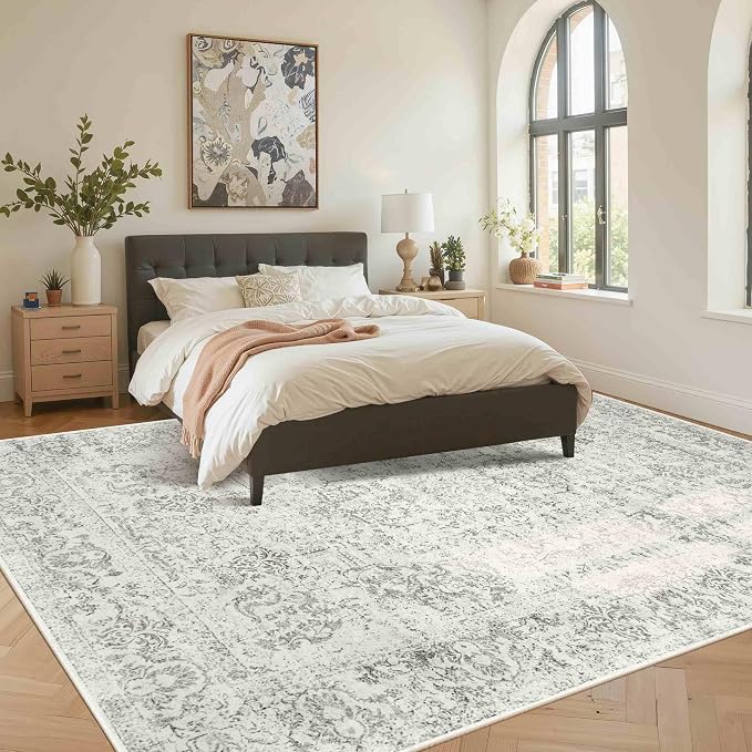 Rugxara 8x10 Washable Area Rug for Living Room, Extra Large Neutral Vintage - Image 2