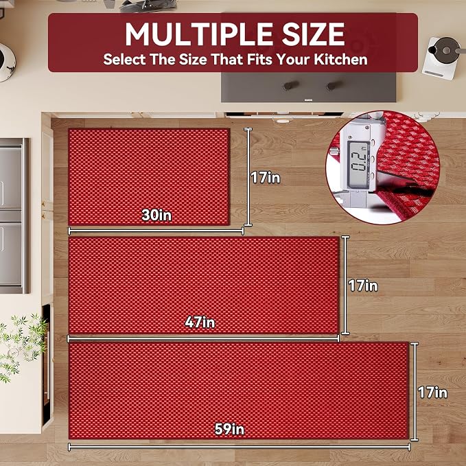 YDKGL Kitchen Rugs Non Slip Washable, Rubber Backing Soft Chenille Braided - Image 2