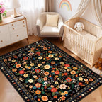 5x7 Area Rugs for Living Room Vacuum-Friendly Machine Washable Area Rug Flower - Image 2