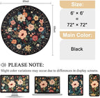 DUKINO Floral Round Rug, 6ft Washable Circle Rug, Non Slip Indoor Low Pile - Image 2