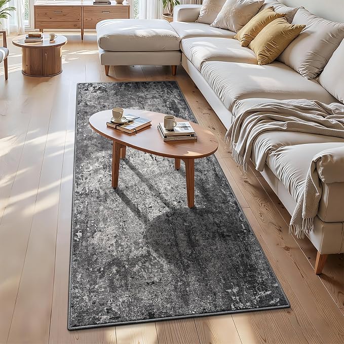 3x7 Black Rug Runners for Hallways Kitchen Runner Rug Non Slip Washable Black by OmpaaHomeDecor