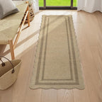 LIVEBOX Scalloped Washable 2x6 Kitchen Runner Rug, Easy Jute Geometric Tan Rugs - Image 9