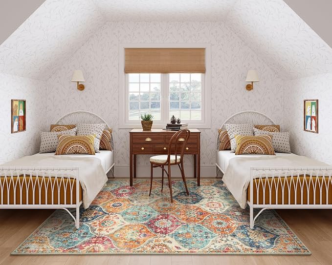 Lahome Moroccan 5x8 Area Rug, Ultra-Thin Washable Rugs - Image 4
