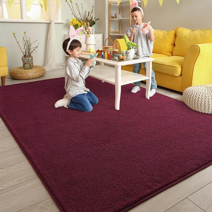 Pettop 6x9 ft Burgundy Red Area Rugs - Image 5