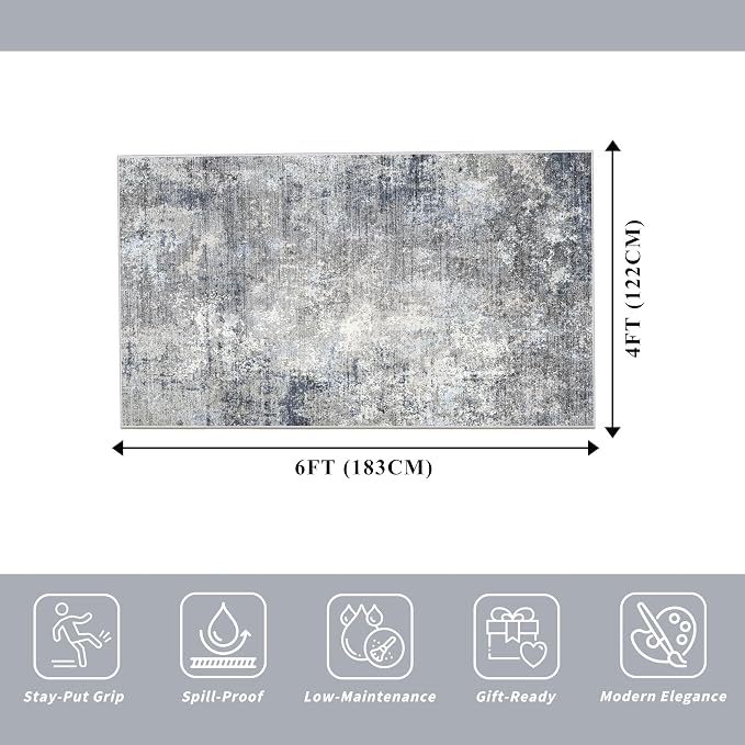 4x6 Rug Machine Washable Non-Slip – Soft Small Area Rug - Image 2
