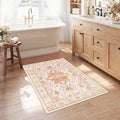 RELEANY Area Rugs Small 2'6"x4' Washable Non-Slip, Floral Vintage Distress by RELEANY