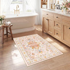 RELEANY Area Rugs Small 2'6"x4' Washable Non-Slip, Floral Vintage Distress by RELEANY