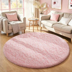 Ophanie Round Rugs 5Ft Pink Circle Area Rug, Fluffy Fuzzy Bedroom Carpet by Ophanie