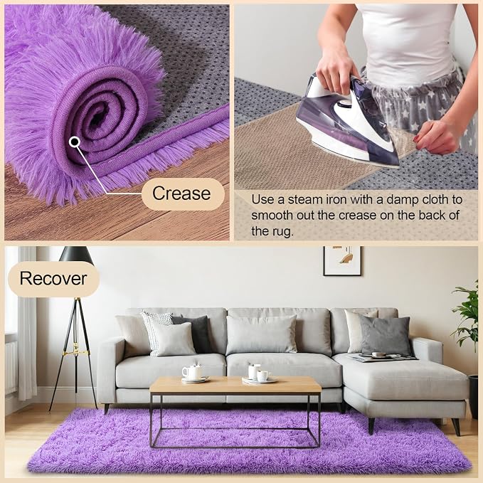 Mugorn 4x6 Rugs for Living Room, Large Fluffy Area Rugs for Bedroom, Soft - Image 5