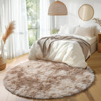 Amdrebio Tie-Dyed Beige Tan Round Area Rug 4Ft - Image 5