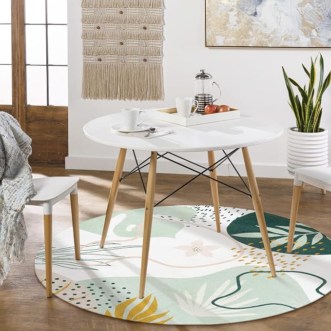 Lahome Boho Round Rugs - 4Ft Washable Non-Slip Small Round Area Rug Throw Soft - Image 3
