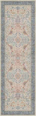 Hazo Haus Natural Red Blue 2'6"x8' Hallway Runner Rug, Boho Kitchen Floor Mat - Image 8