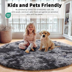 ONASAR Tie-Dyed Dark Grey Round Area Rug 4ft, Ultra Soft Bedroom Circle Rugs - Image 4