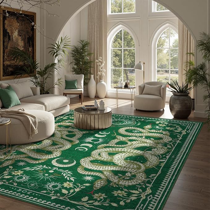 DCX Washable 6x9 Snake Rug, Soft Low Pile Carpet, Kid & Pet Friendly - Image 3