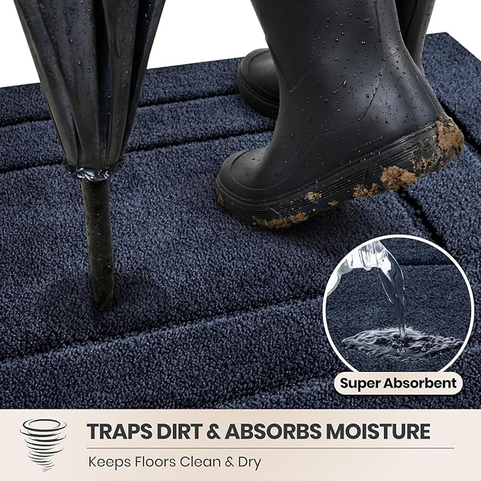 PURRUGS Dirt Trapping Door Mat 20" x 31.5", Non-Slip/Skid Machine Washable - Image 2