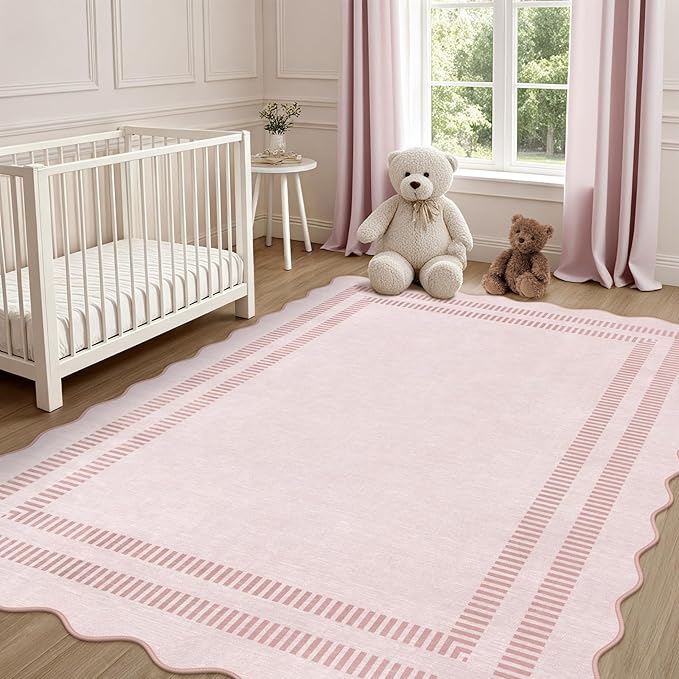 Pink Rugs for Bedroom Girls, 5x7 Washable Non Slip Area Rugs for Living Room - Image 7