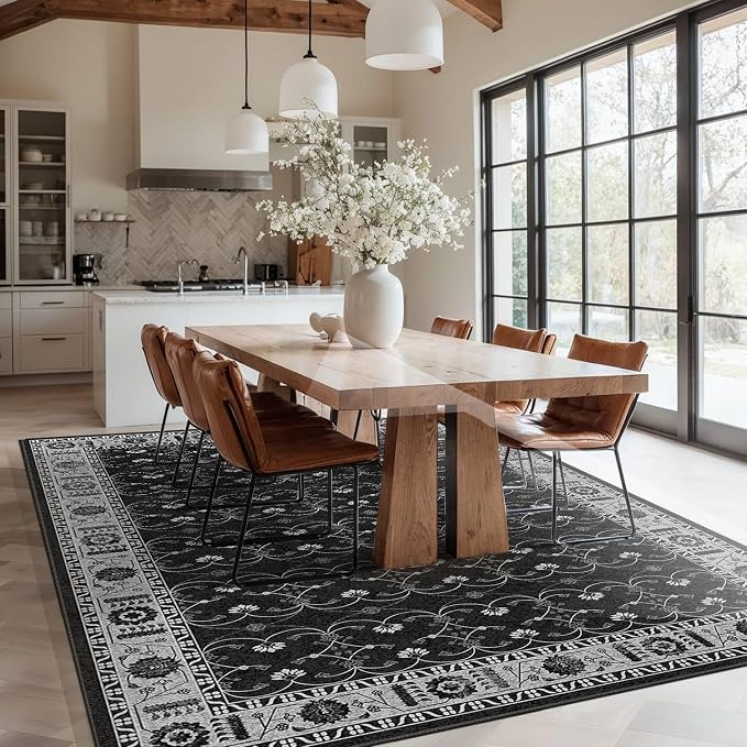 Rugxara Black Rug Area Rugs 5x7, Washable Rugs - Image 4