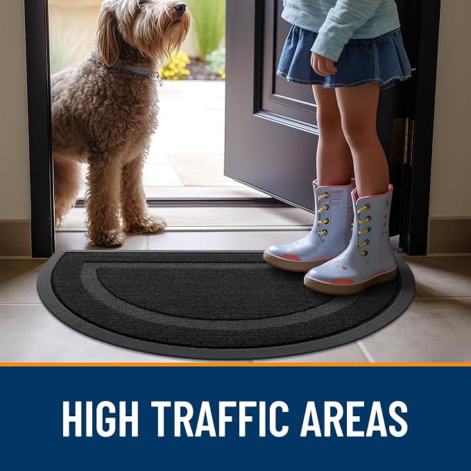 OLANLY Half Circle Door Mat Indoor Outdoor Entrance Welcome, Waterproof - Image 6