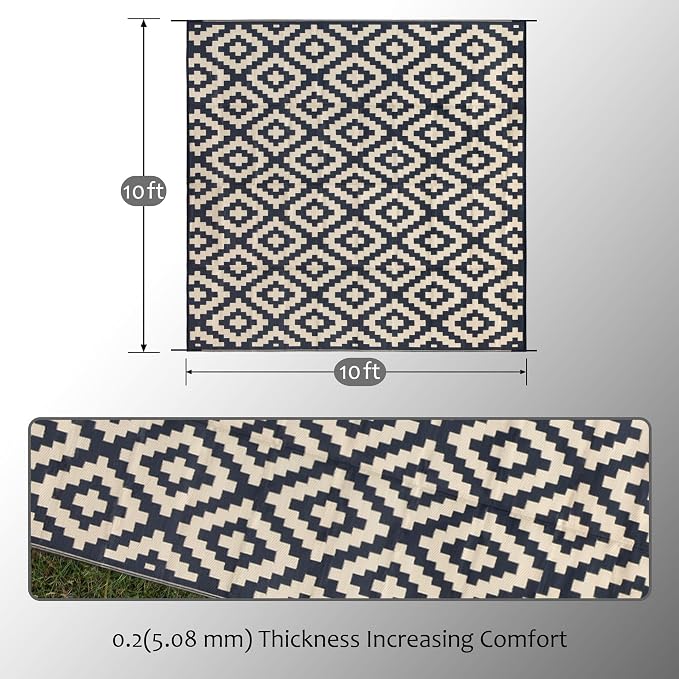 SAND MINE Reversible Mats, Plastic Straw Rug, Modern Area Rug, Large Floor Mat - Image 2