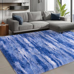 Shag Rugs for Living Room 5x7, Ultra Soft Abstract Blue Big Fuzzy Rugs for - Image 4