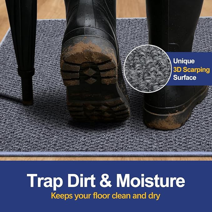 Dirt Trapping Door Mat 32x48, 3D Scarping Surface Doormat - Image 2