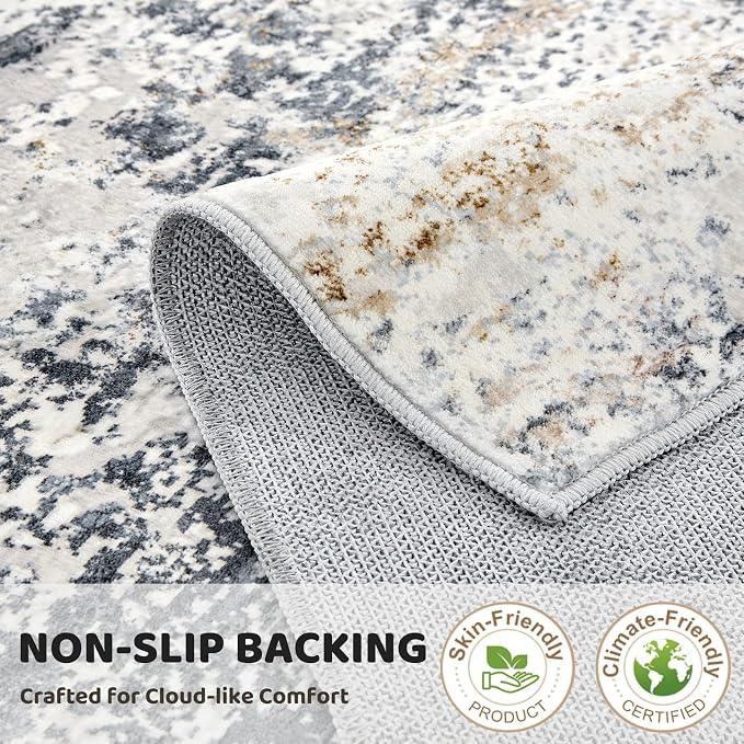 DMOYEST Washable Runner Rug for Hallway: 2x6 Neutral Modern Abstract Low Pile - Image 7