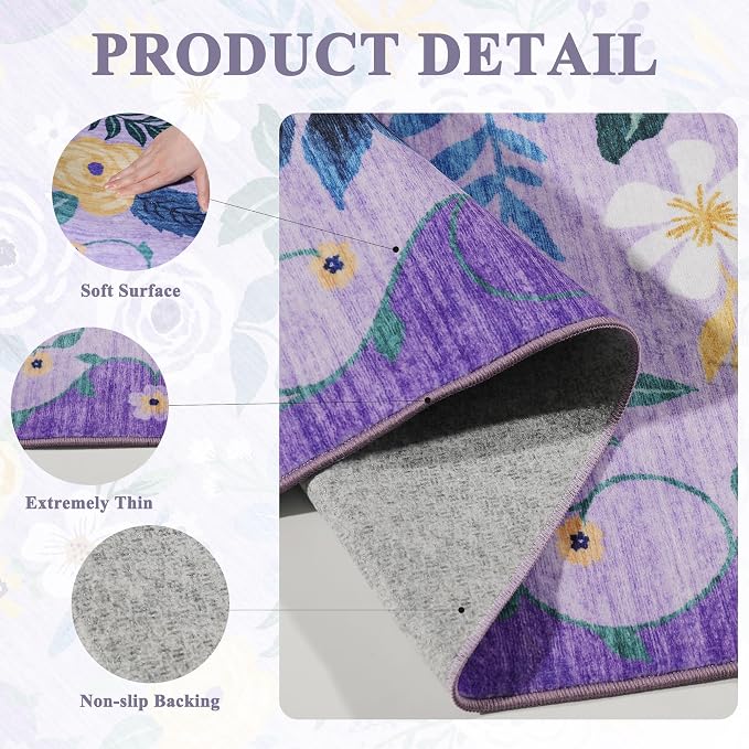 DUKINO 3x5 Area Rug, Floral Rugs - Image 4