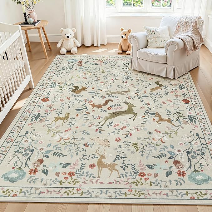6x9 Area Rugs Washable Rug: Large Boho Living Room Rug Soft Non-Slip Low Pile by Yidanamy