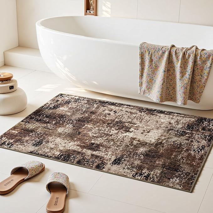Entrance Rugs Indoor 2x3 Brown Entry Rug Washable Abstract Coffee Small Area - Image 4