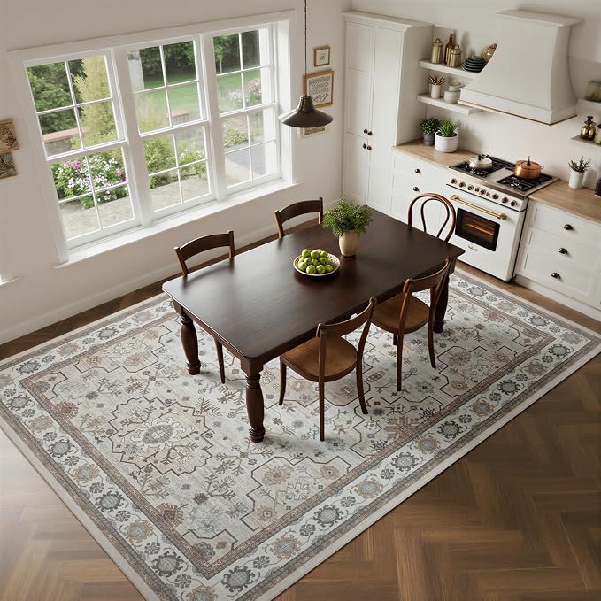 Washable Rugs 8x10 Area Rugs for Living Room, Ultra Soft Faux Wool Retro Carpets - Image 5