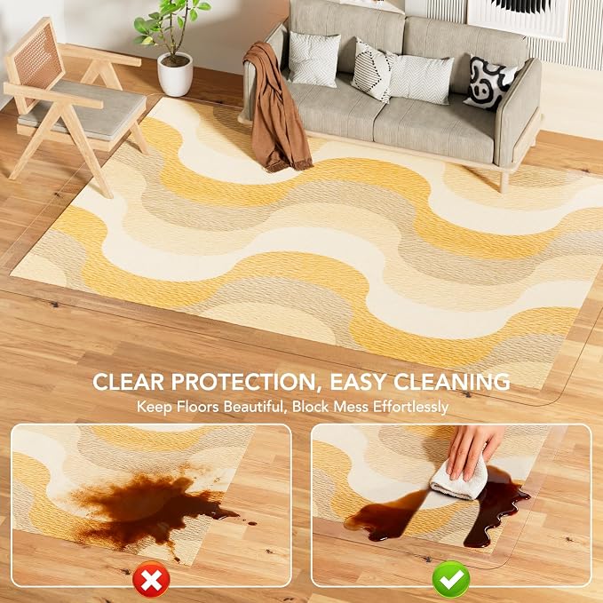 Clear Floor Mat 5x8 for Under Dining Table – Plastic Waterproof Non Slip Vinyl - Image 4