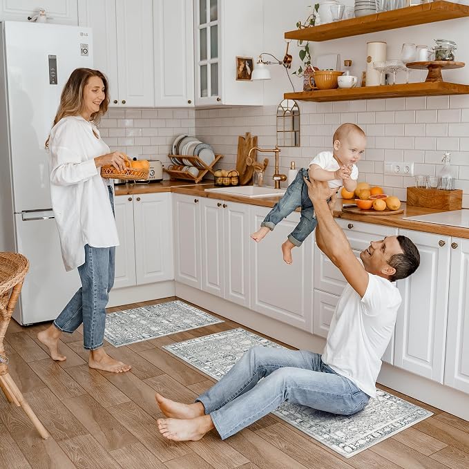 GRANNY SAYS Boho Kitchen Rug Sets of 2, Non Slip Washable Faux Wool Kitchen Mats - Image 8