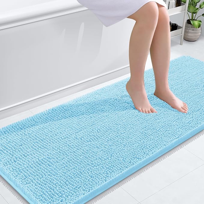 OLANLY Bathroom Runner Rugs 59x24, Soft Absorbent Chenille Bath Rugs, Rubber by OLANLY