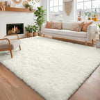 Amdrebio Ivory Rugs for Living Room Bedroom, 6x9 Soft Fluffy Area Rug for Kids by Amdrebio