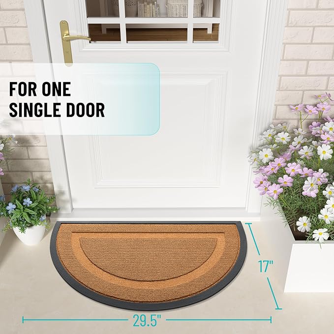 OLANLY Half Circle Door Mat Indoor Outdoor Entrance Welcome, Waterproof - Image 2