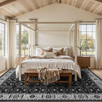 Rugxara 8x10 Washable Area Rug for Living Room, Extra Large Black Vintage Boho - Image 2