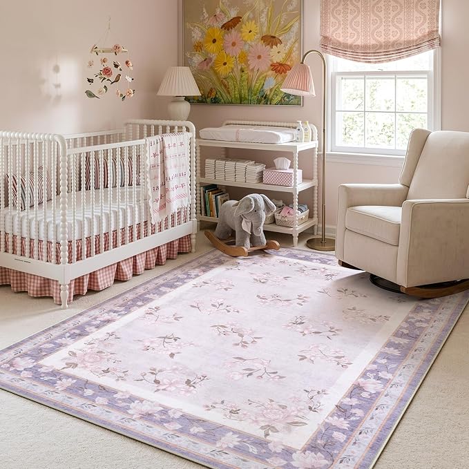 LIVEBOX Machine Washable Area Rugs 5x7 Lavender Rug Girls Bedroom, Soft by LIVEBOX