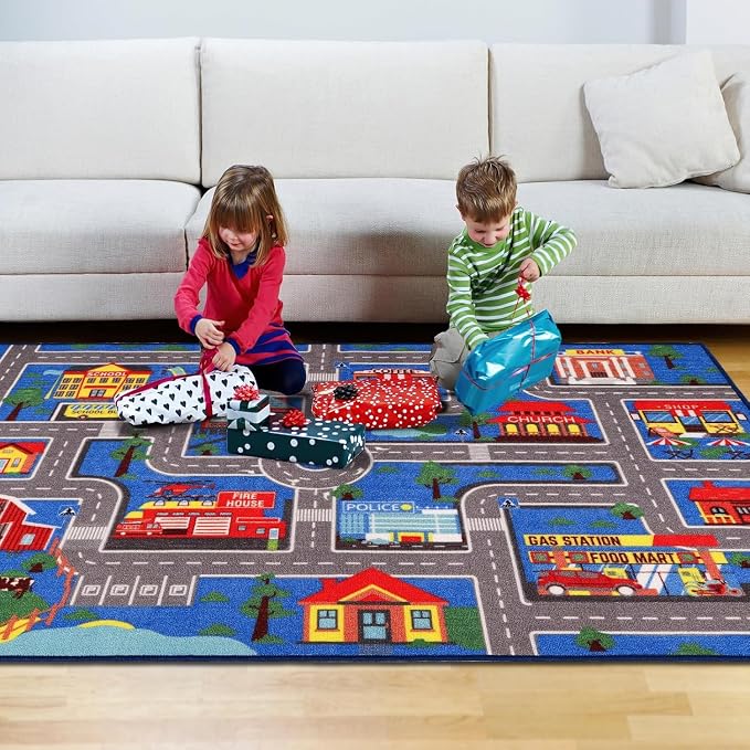 Kids Carpet Playmat Rug 78.7"x59", Car Rug - Image 3